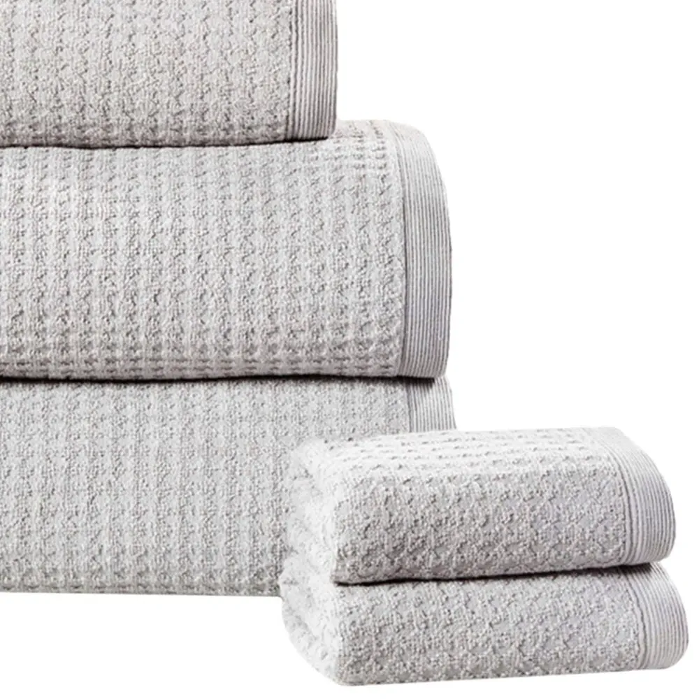 Waffle Textured Cotton Face Cloth - Grey