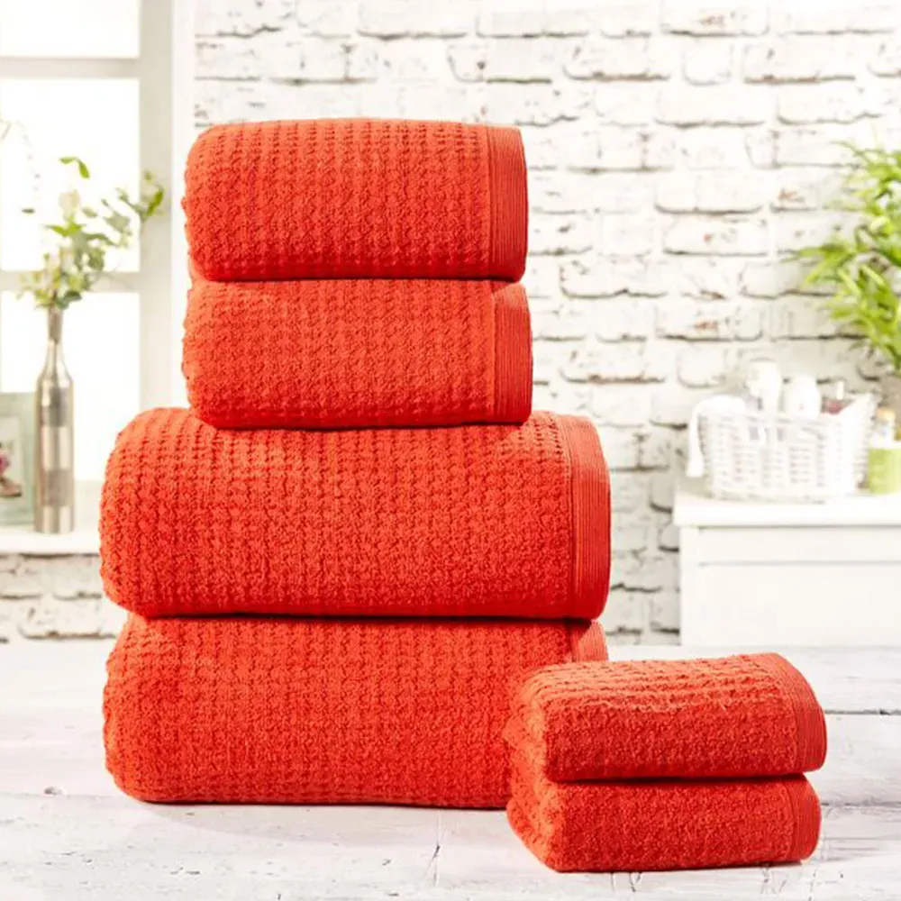Waffle Textured Hand Towel - Red, Cotton