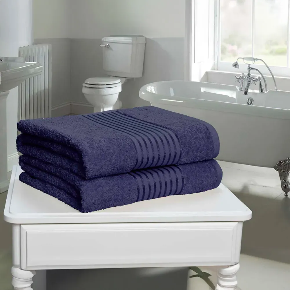Windsor Bath Sheet Set of 2 - Blue, Cotton