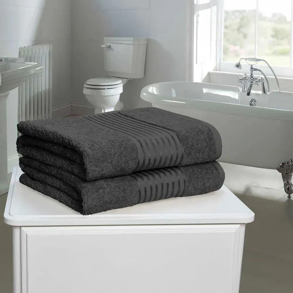 Windsor Bath Sheet Set of 2 - Grey, Cotton