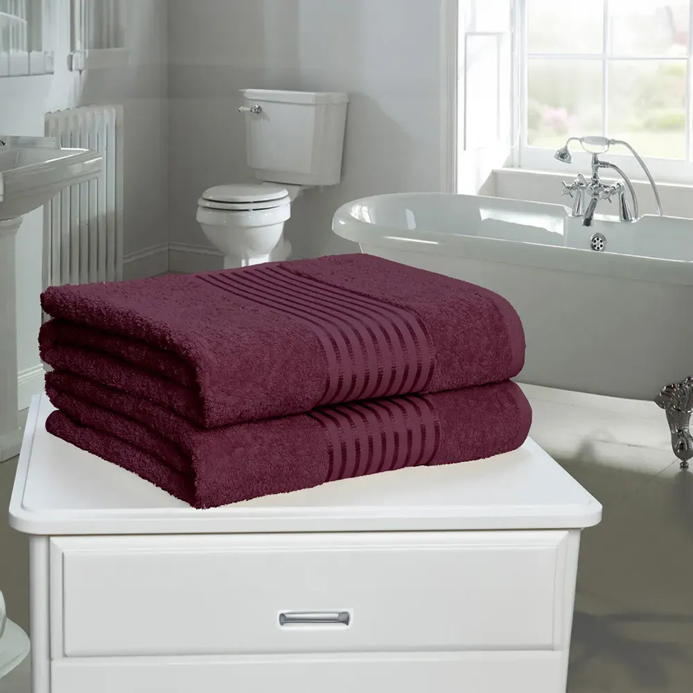Windsor Bath Sheet Set of 2 - Purple, Cotton
