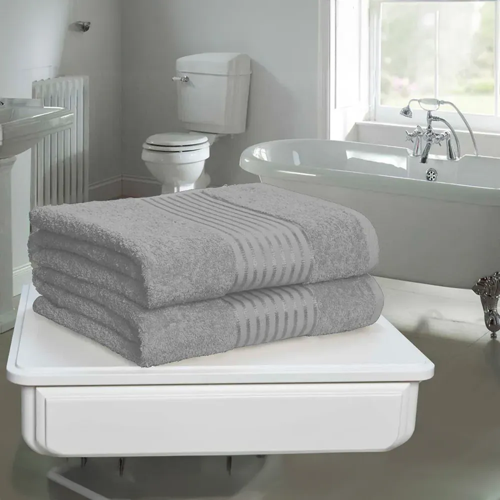 Windsor Bath Sheet Set of 2 - Silver, Cotton