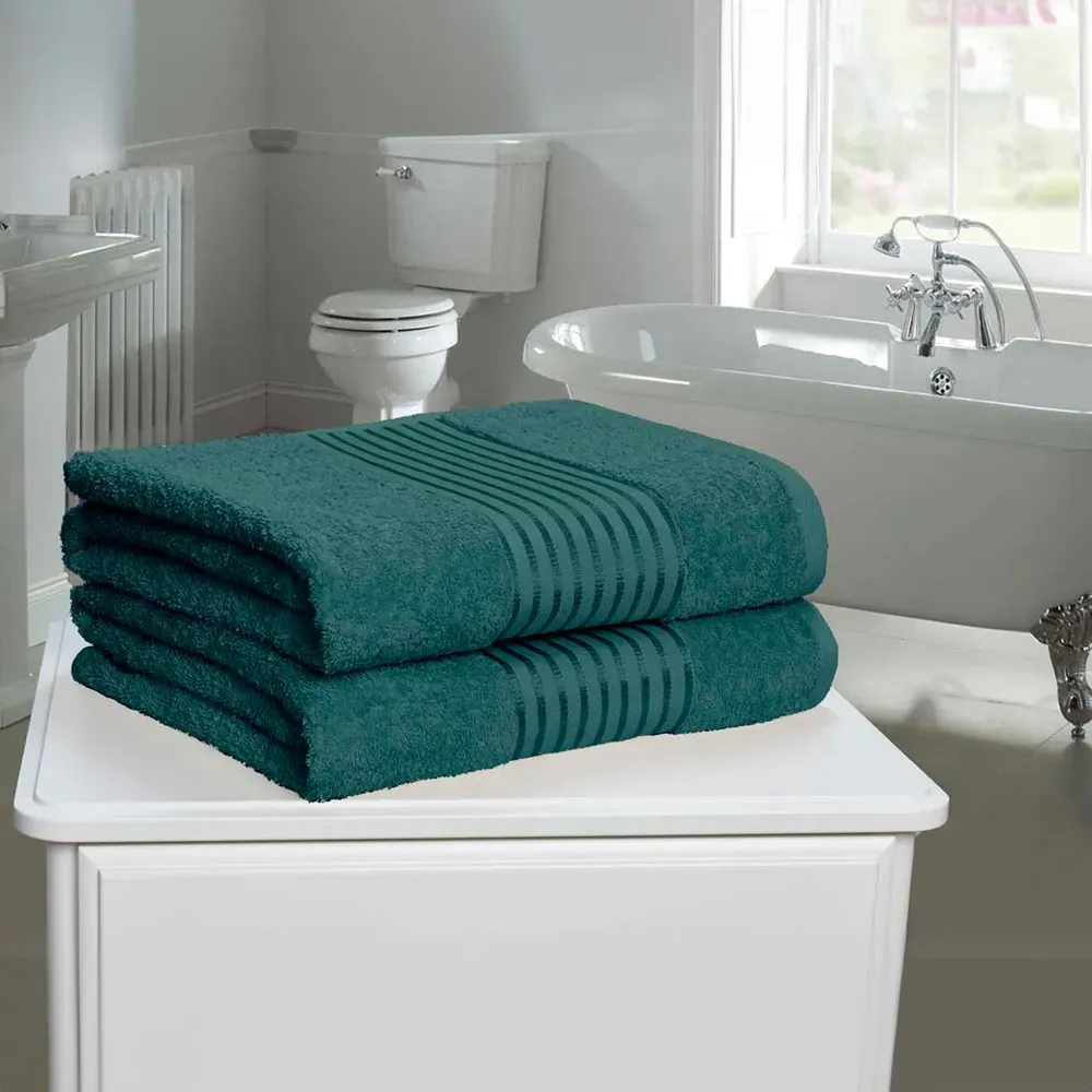 Windsor Bath Sheet Set of 2 - Teal, Cotton
