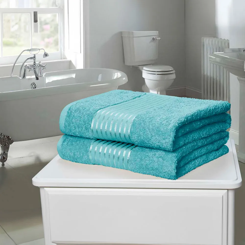 Windsor Bath Sheet Set of 2 - Turquoise, Cotton