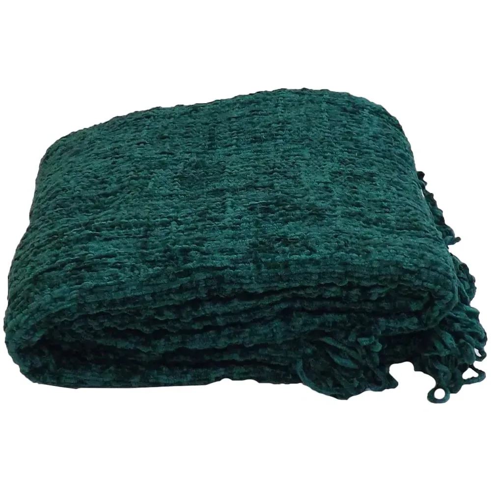 Zara Cotton Chenille Woven Throw - Green