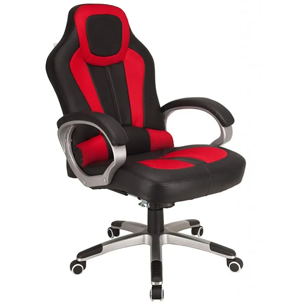 Reclining Gaming Office Chair - Red/Black, Faux Leather