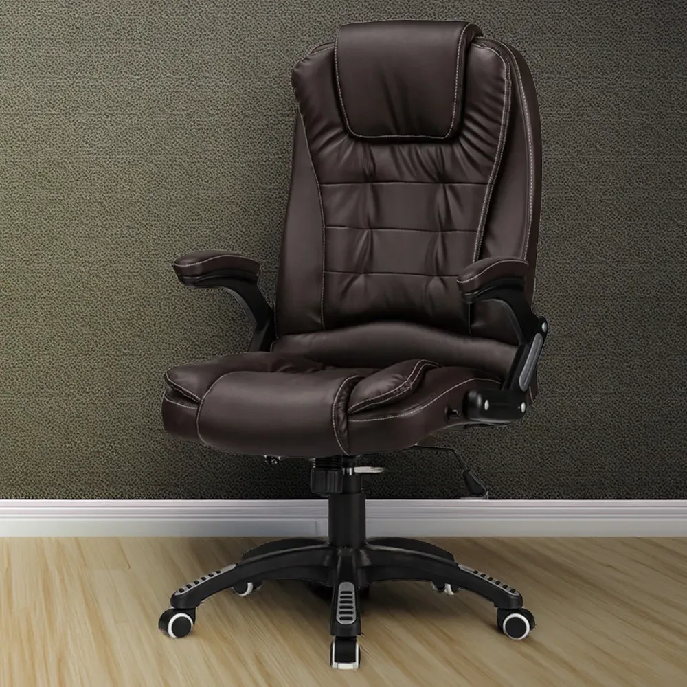 Reclining Office Chair - Brown, Faux Leather image