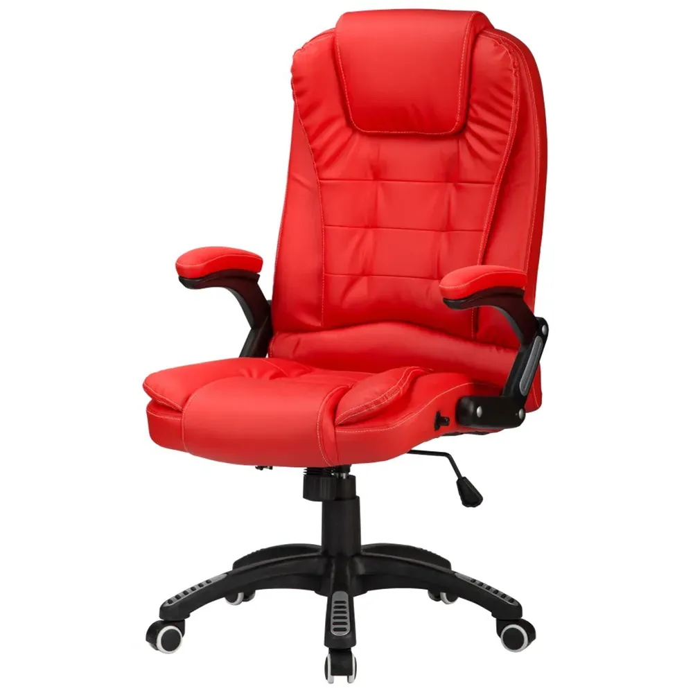 Reclining Office Chair - Red, Faux Leather