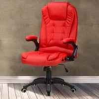 Reclining Office Chair - Red, Faux Leather