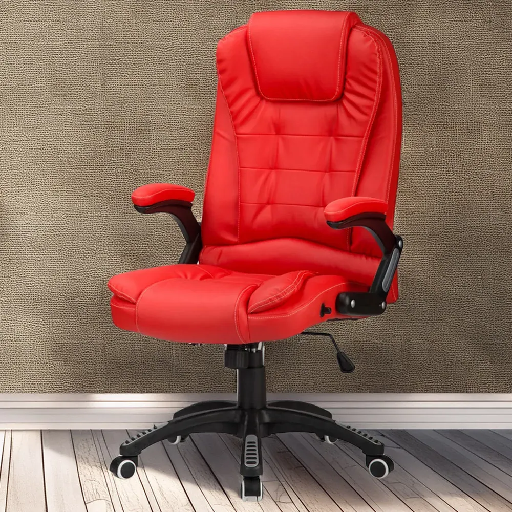 Reclining Office Chair - Red, Faux Leather image