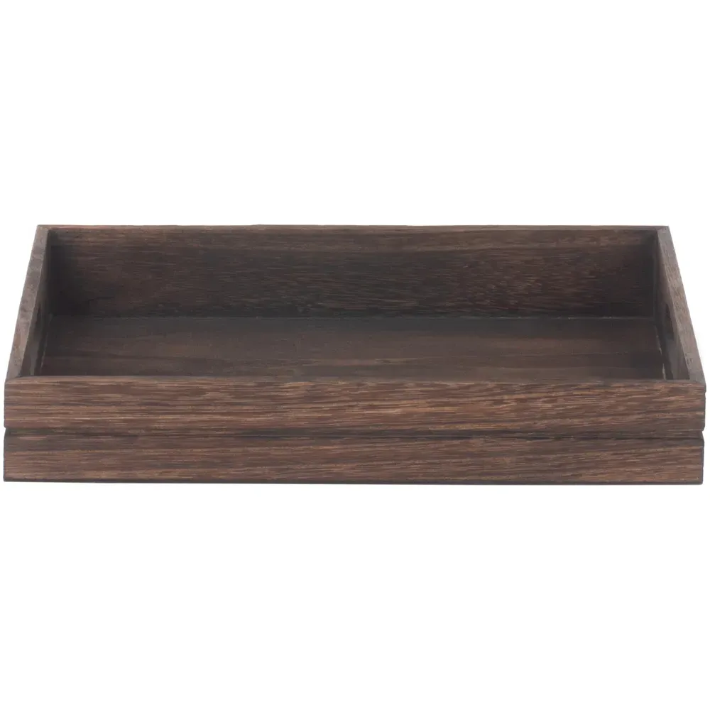 Dark Wooden Tray with Handles - Brown