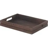Dark Wooden Tray with Handles - Brown