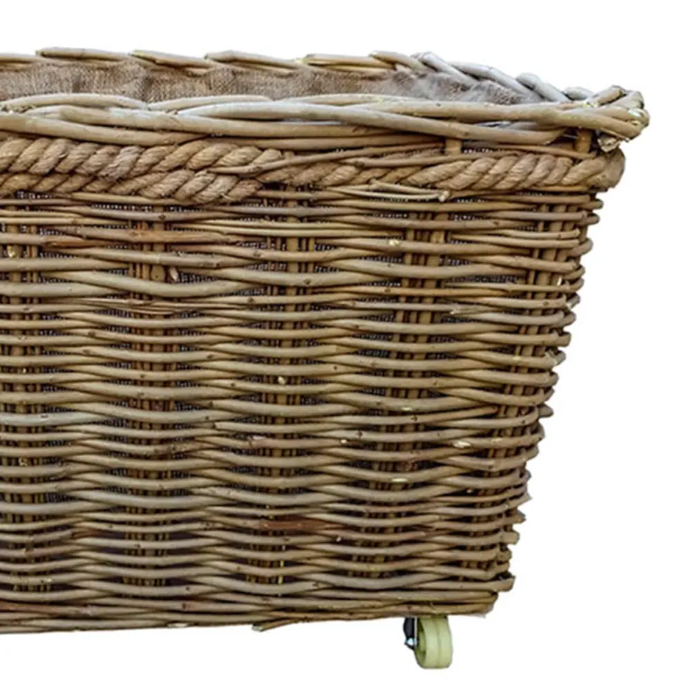 Extra Large Wicker Log Basket with Rope Handles - Brown