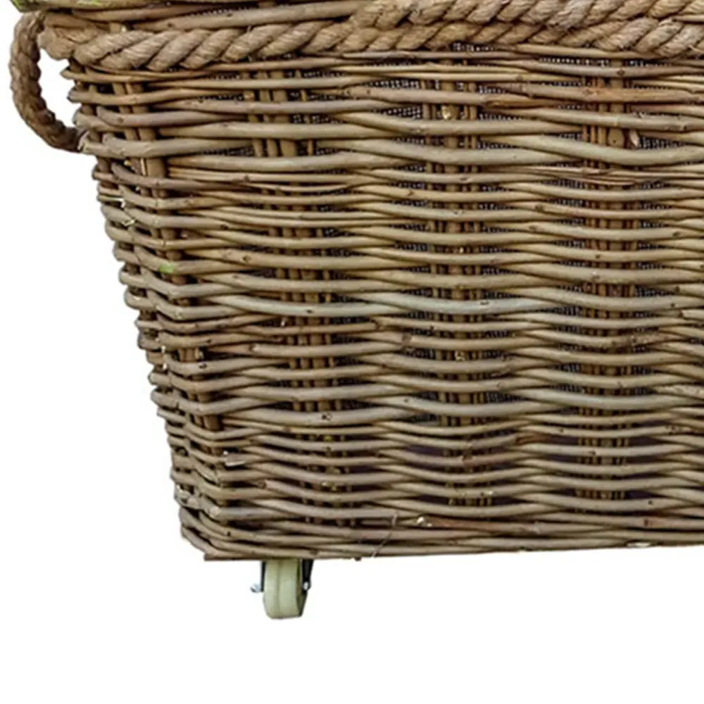 Extra Large Wicker Log Basket with Rope Handles - Brown