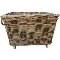 Extra Large Wicker Log Basket with Rope Handles - Brown
