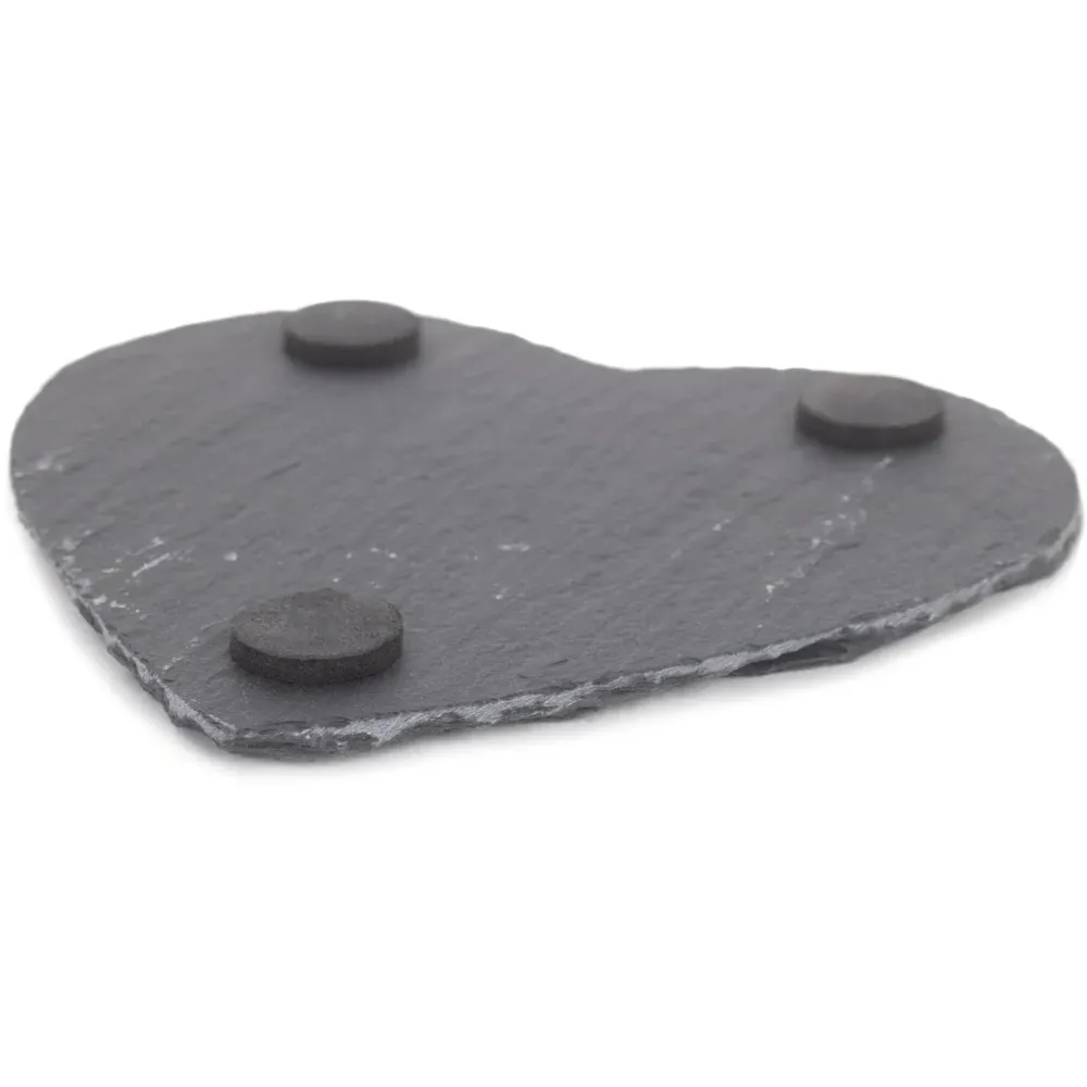 Heart Shaped Slate Coasters Set of 4 - Grey