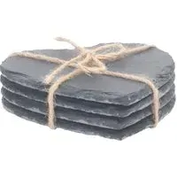 Heart Shaped Slate Coasters Set of 4 - Grey