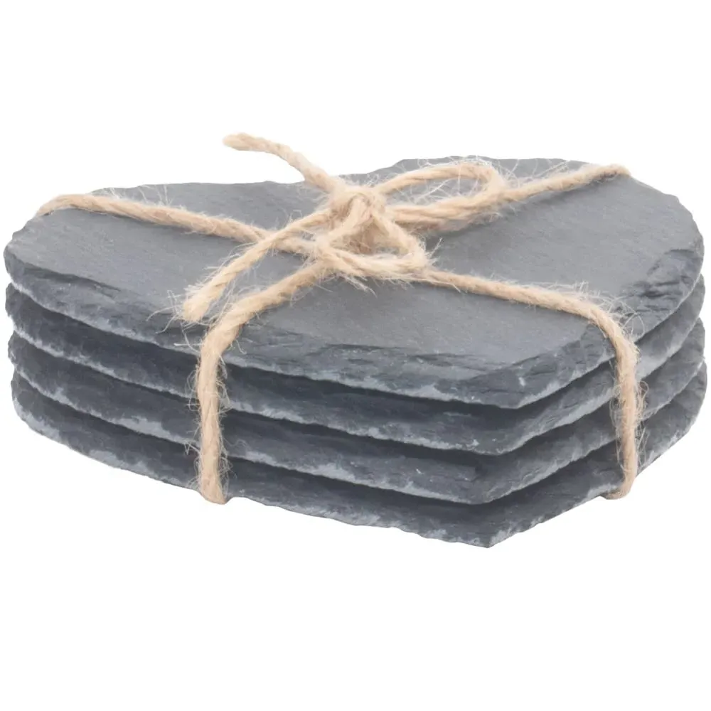 Heart Shaped Slate Coasters Set of 4 - Grey image