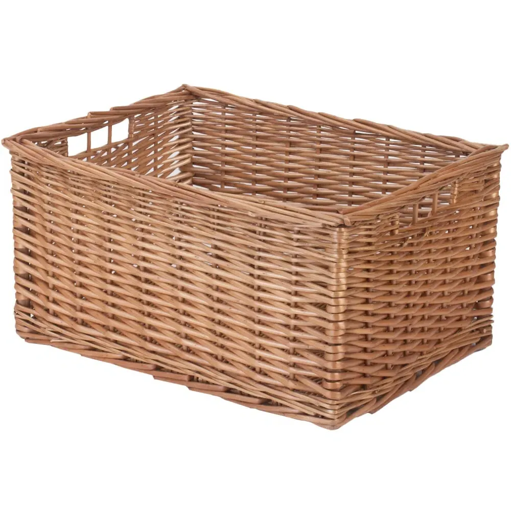 Large Double Steamed Open Wicker Storage Basket - Brown