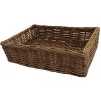 Large Double Steamed Wicker Storage Tray - Brown