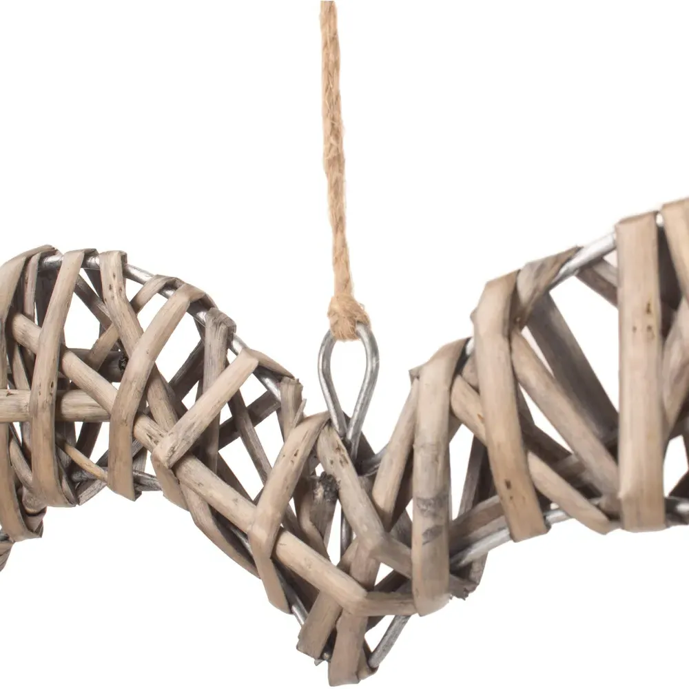 Large Flat Open Wicker Heart - Brown