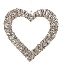 Large Flat Open Wicker Heart - Brown