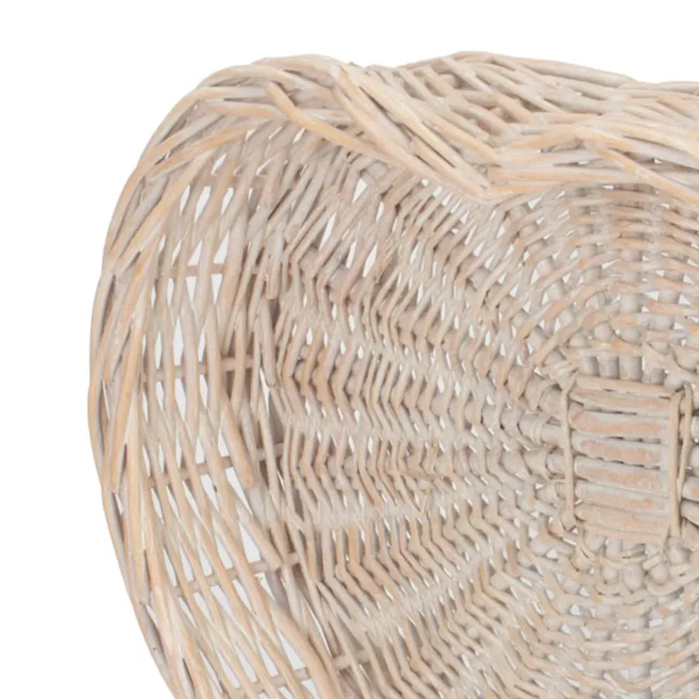 Large Heart Shaped Wicker Tray - White