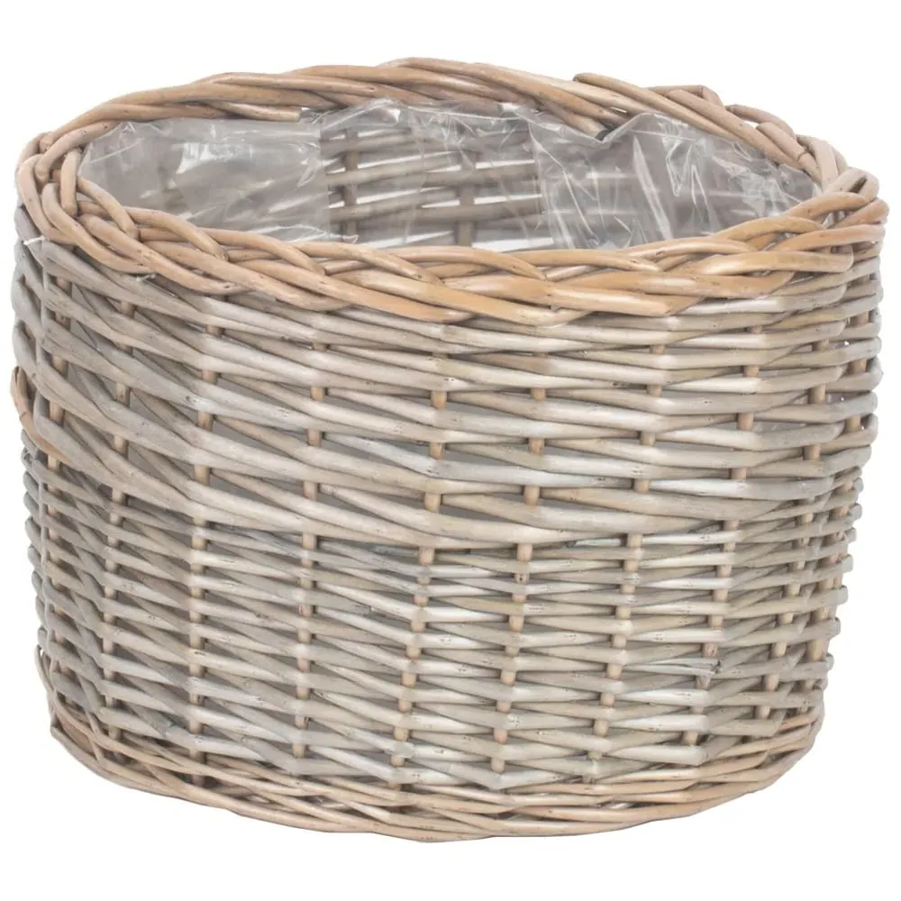 Large Round Wicker Planter - Grey image