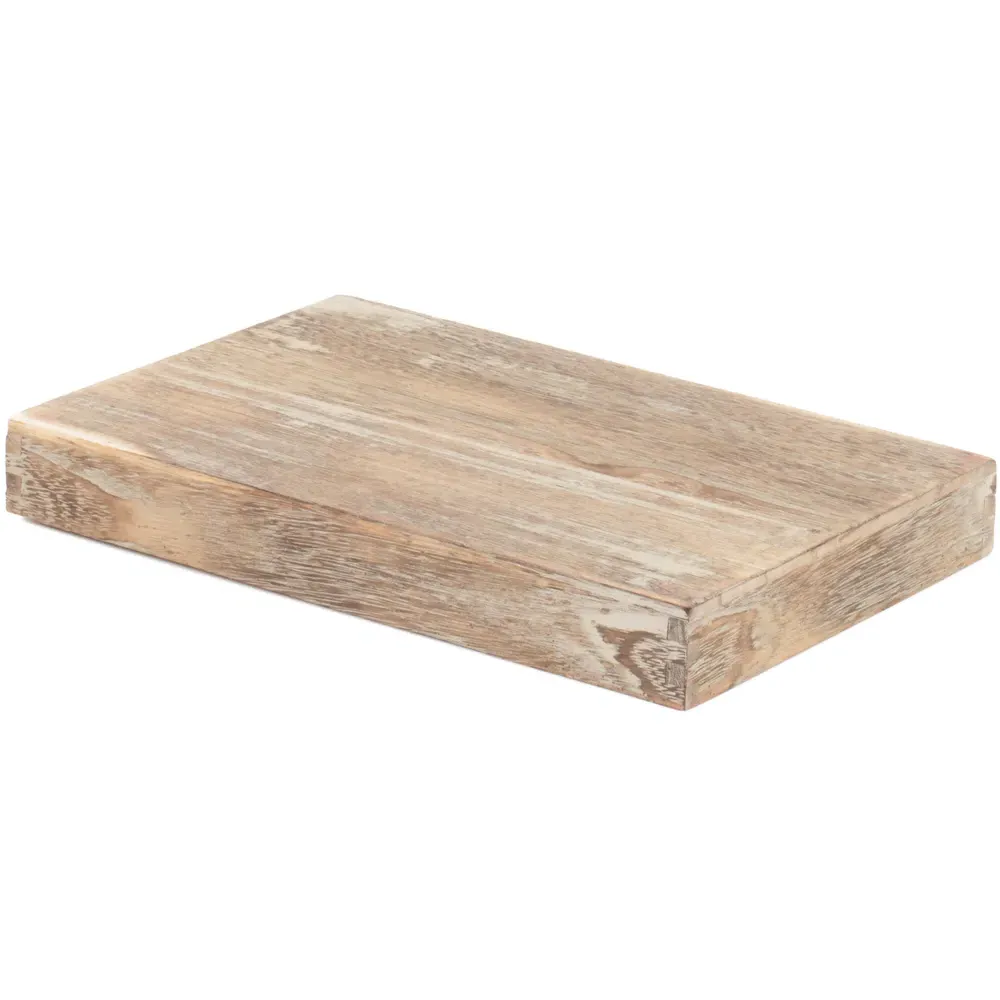 Large Shallow Wooden Plinth Tray - Brown, Oak