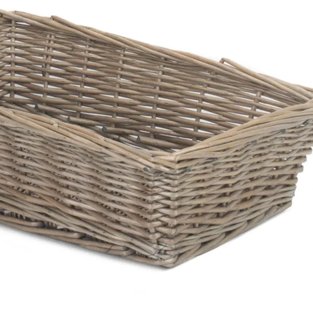 Large Tapered Serving Tray - Brown, Wicker