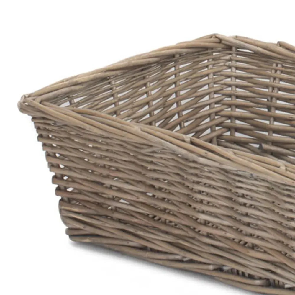 Large Tapered Serving Tray - Brown, Wicker