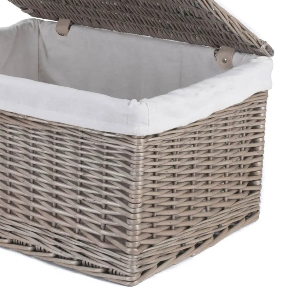 Large Wicker Storage Basket with Cotton Lining - Brown