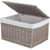 Large Wicker Storage Basket with Cotton Lining - Brown