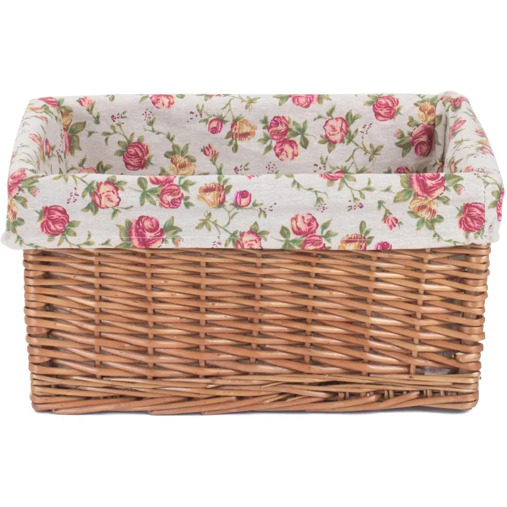Medium Double Steamed Garden Rose Willow Storage Basket - Brown