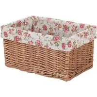 Medium Double Steamed Garden Rose Willow Storage Basket - Brown