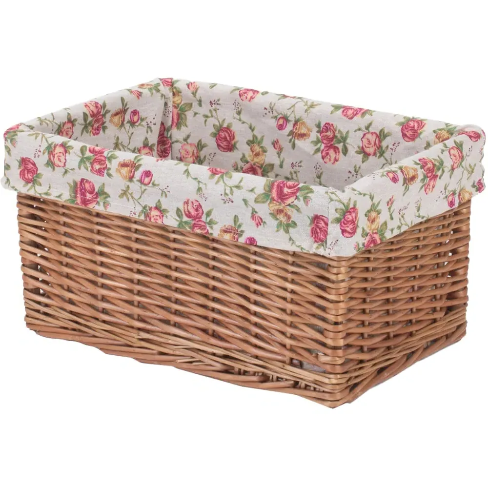 Medium Double Steamed Garden Rose Willow Storage Basket - Brown