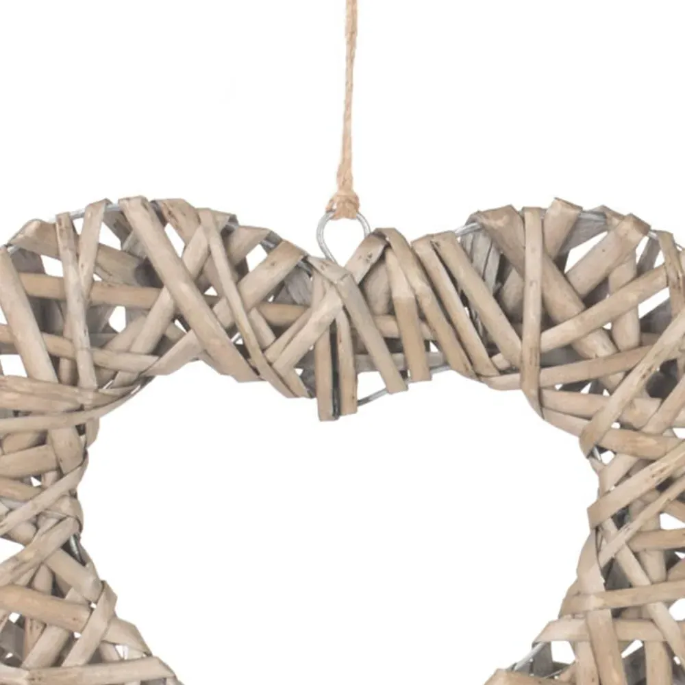 Medium Flat Open Wicker Heart - Brown
