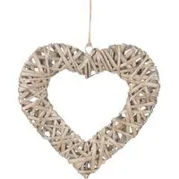 Medium Flat Open Wicker Heart - Brown