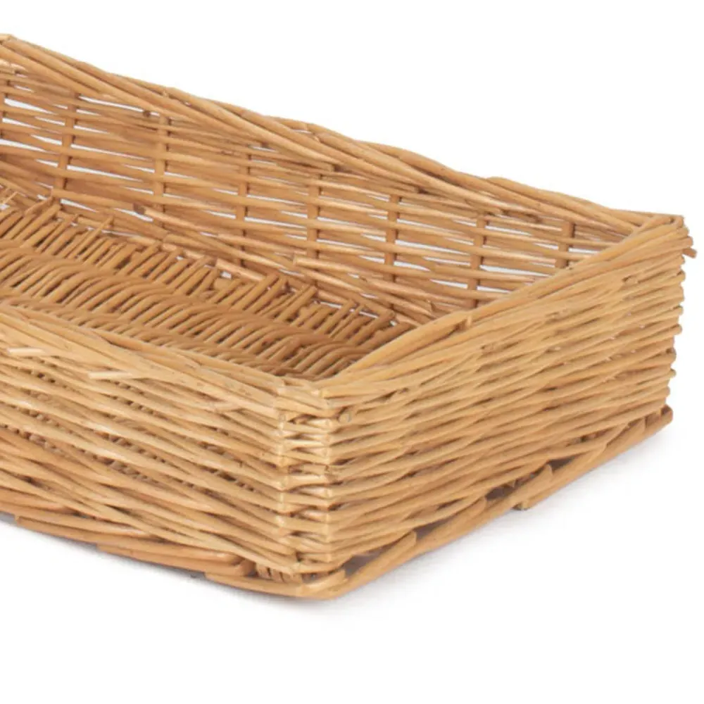 Medium Straight Sided Rectangular Wicker Tray - Brown