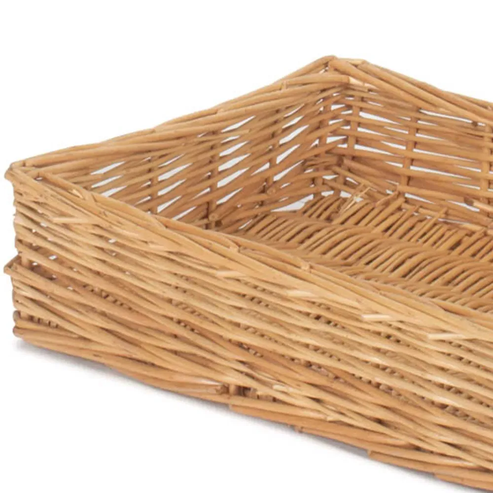 Medium Straight Sided Rectangular Wicker Tray - Brown