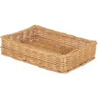 Medium Straight Sided Rectangular Wicker Tray - Brown