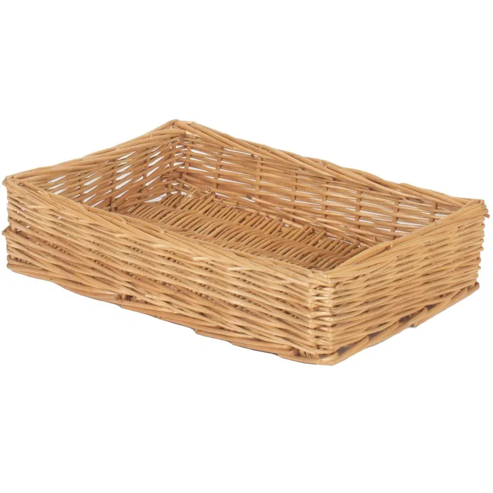 Medium Straight Sided Rectangular Wicker Tray - Brown image