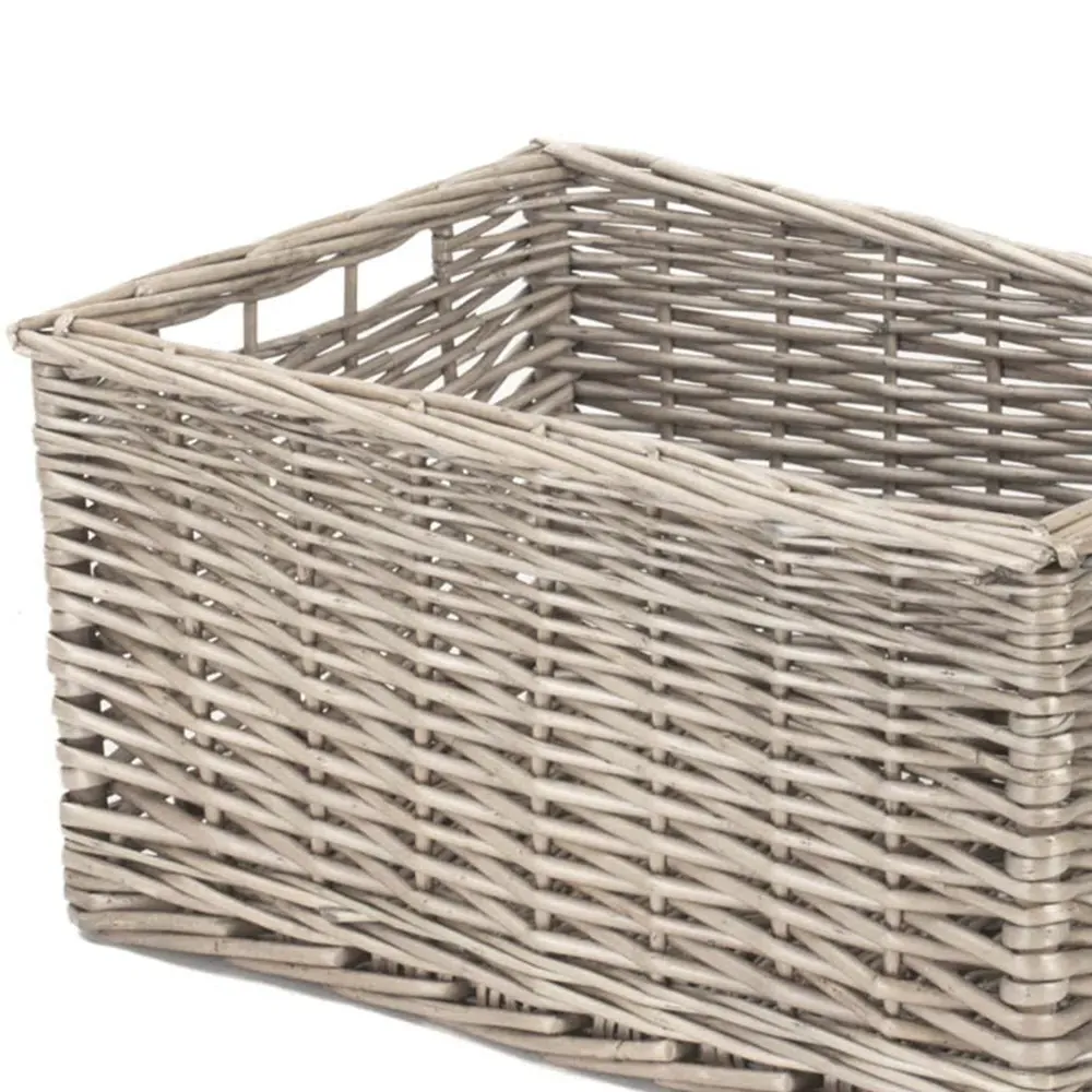 Medium Wicker Storage Basket with Handles - Brown