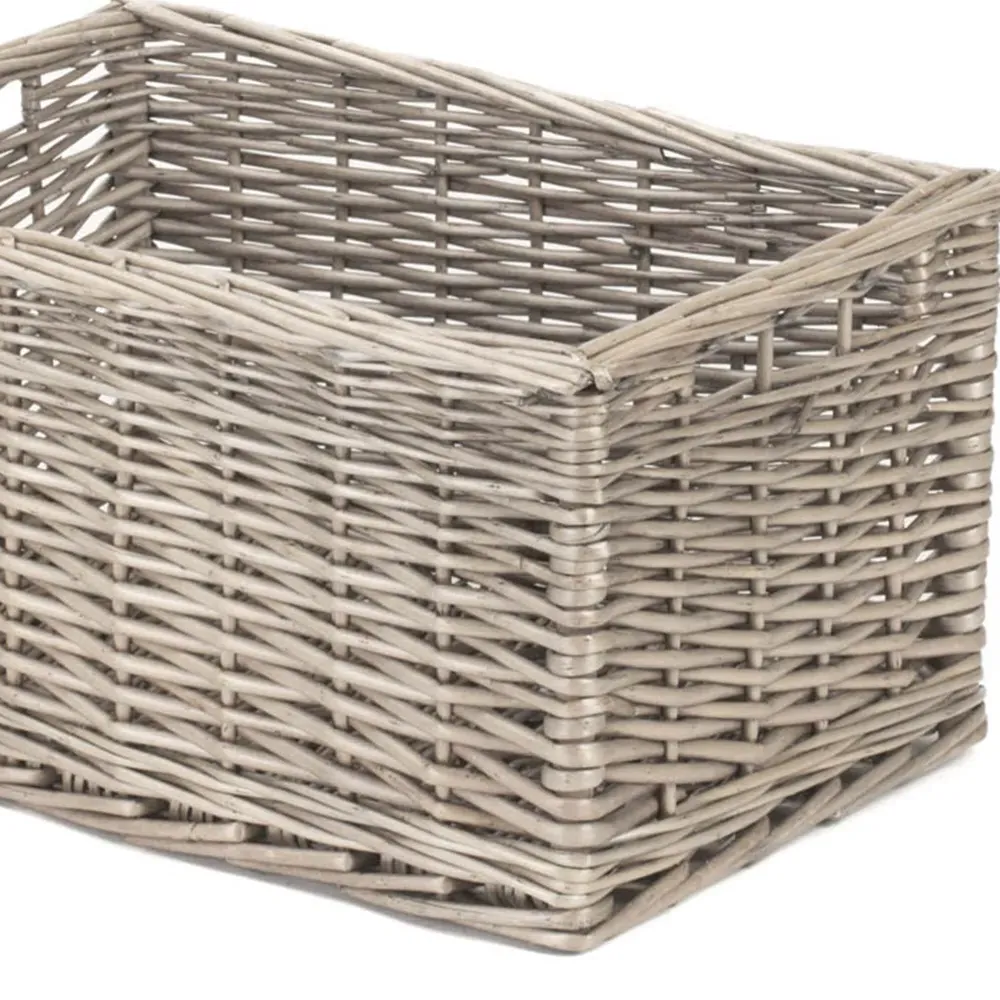Medium Wicker Storage Basket with Handles - Brown