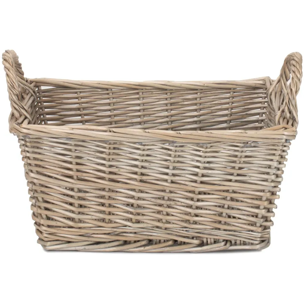 Medium Wicker Storage Basket with Handles - Brown