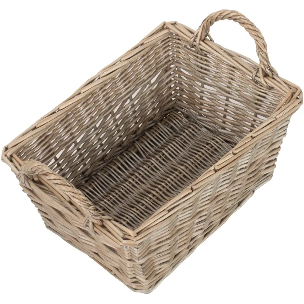Medium Wicker Storage Basket with Handles - Brown