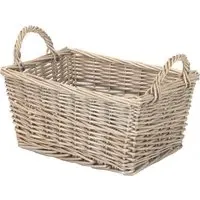 Medium Wicker Storage Basket with Handles - Brown