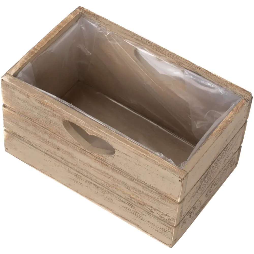 Oak Effect Wooden Planter - Brown image