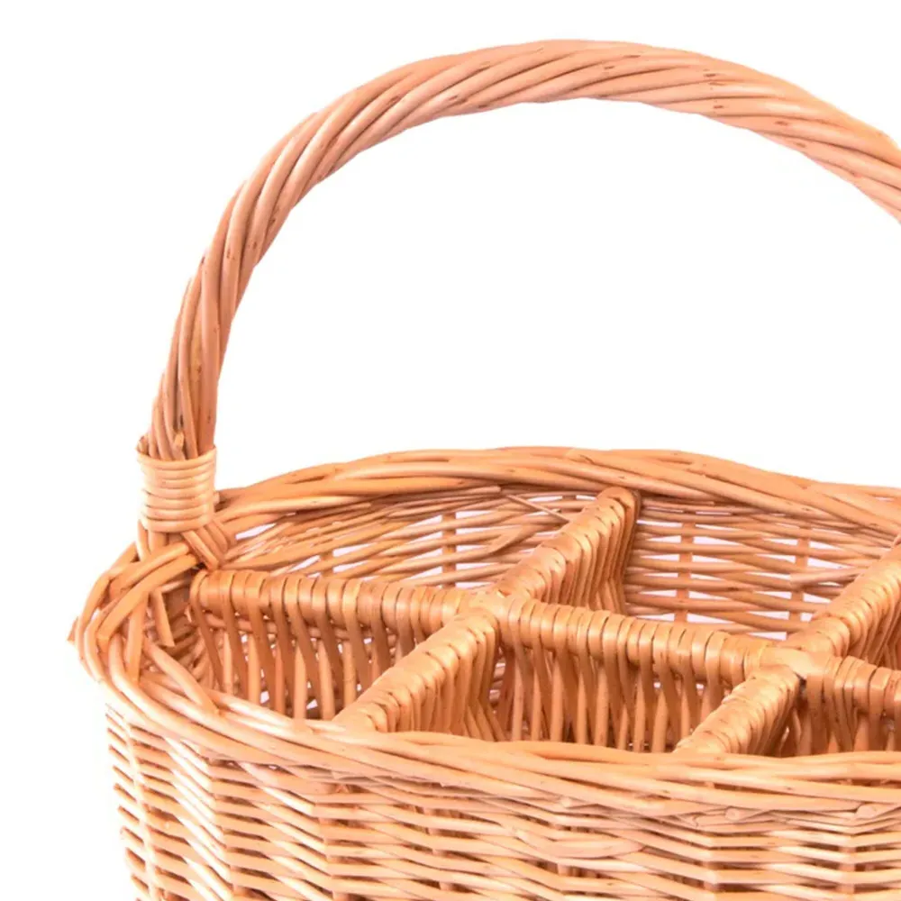 Oval Glass Cutlery Drinks Basket - Brown, Willow