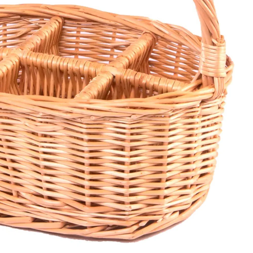 Oval Glass Cutlery Drinks Basket - Brown, Willow